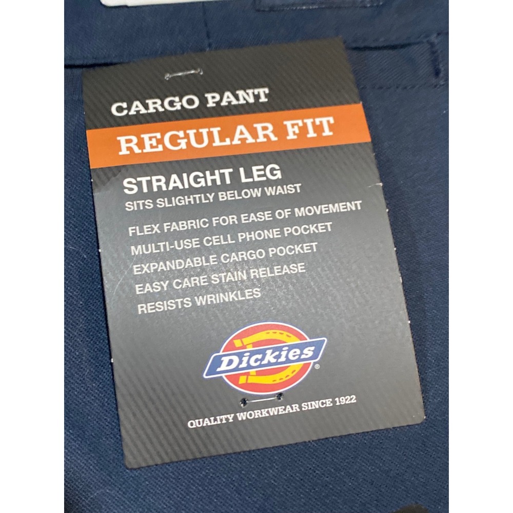 Dickies Flex Regular Straight Fit Cargo Pants Dark Navy 40x32 WP595DN Mens NEW - Picture 10 of 11